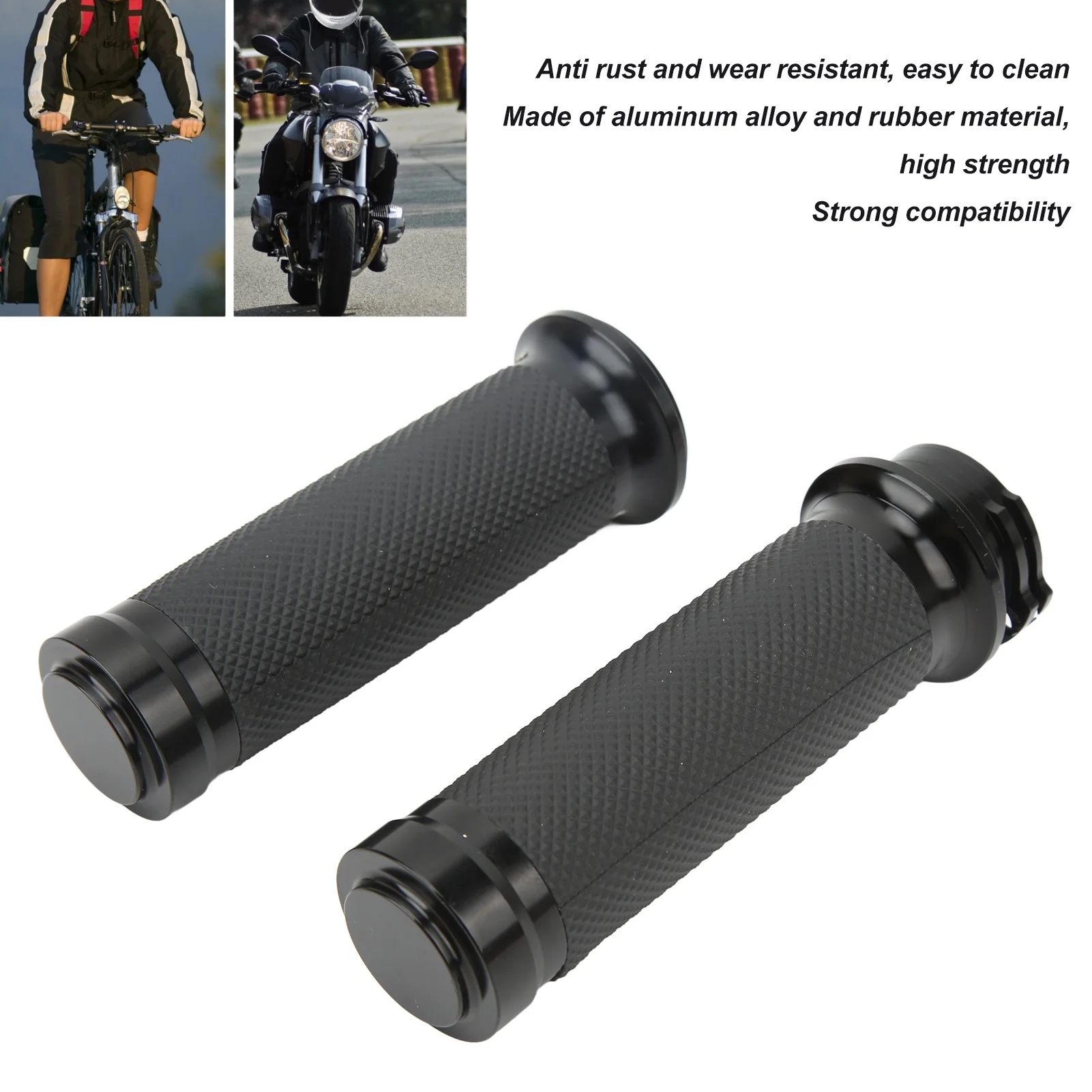 Motocycle Handlebar Grips Black Anodized Comfortable Grasp Anti Oxidation 25mm Motorbike Hand  Grips Universal for