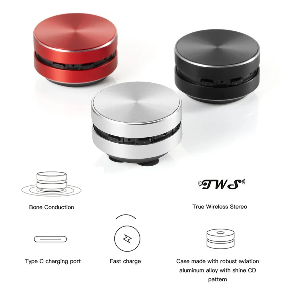 Altoparlante Bluetooth a conduzione ossea Vibrazione Audio stereo Digitale TWS Altoparlanti più piccoli wireless Dropshipping Mini portatile in metallo