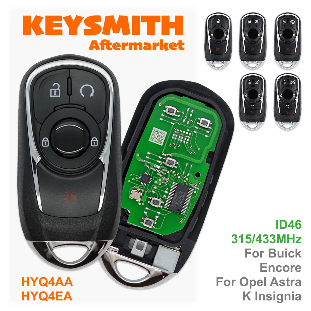 

KEYSMITH ID46 HYQ4AA/AS 315MHz HYQ4EA/ES 433MHz Proximity Car Remote Key For Buick Regal Enclave Lacrosse Encore GX Envision