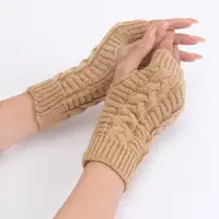 Women Stylish Hand Warmer Winter Gloves Arm Crochet Knitting Faux Wool Mitten Warm Fingerless Glove Twist Pattern Women Gloves 2