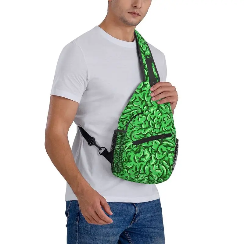 مخصص مخيف الأخضر غيبوبة الدماغ حبال أكياس للرجال أزياء الهالوين الكتف Crossbody الصدر على ظهره السفر المشي لمسافات طويلة Daypack