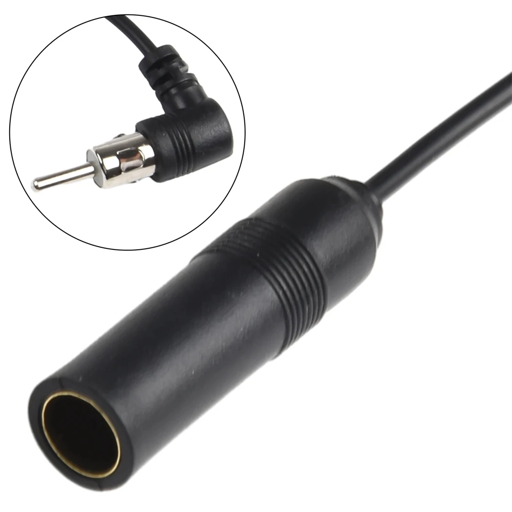 Universal Vehicle Stereo Audio Radio Aerial Extension Cable For Car AM/FM Radio, Elbow Antenna Adapter Male To Female Plug