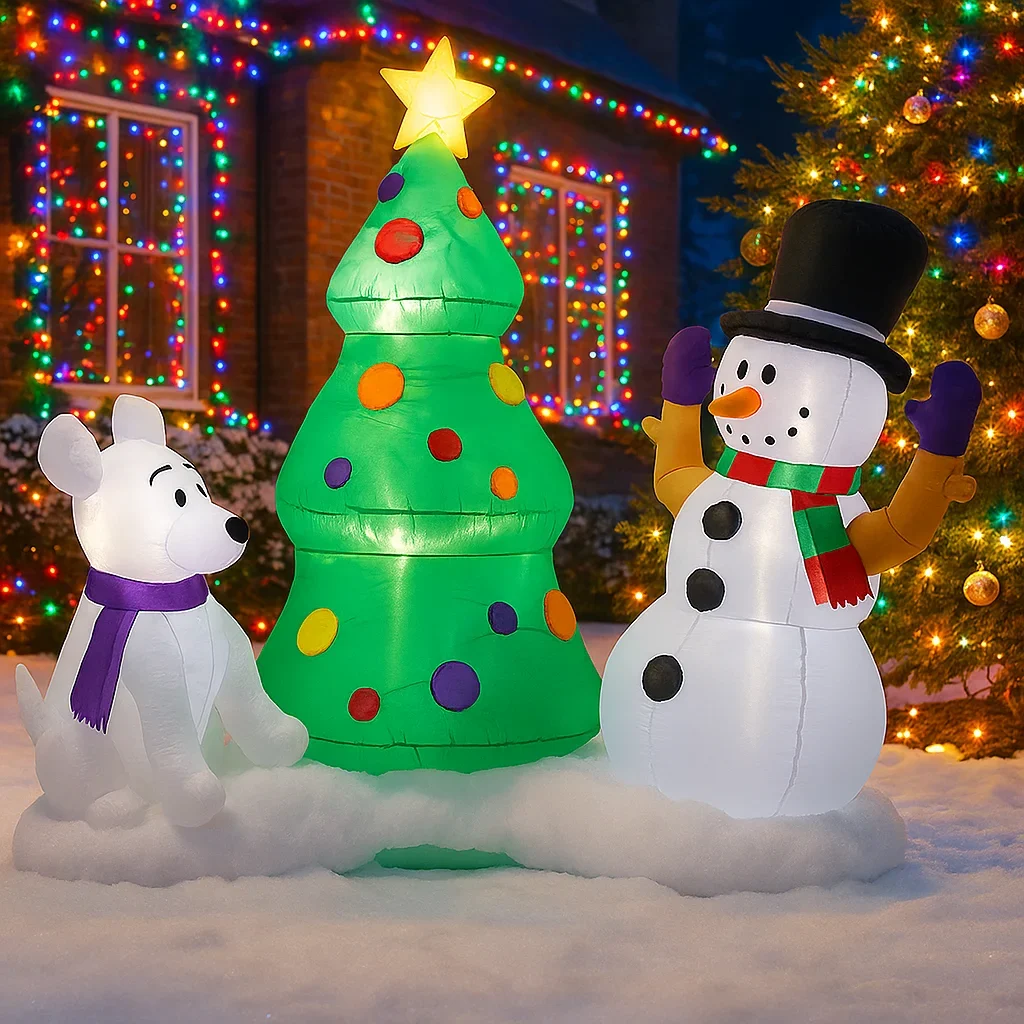 1,8 м/5,9 фута надувная рождественская елка, снеговик, щенок, светодиодные украшения для дома, игрушки, двор, рождественские праздничные принадлежности, уличный декор