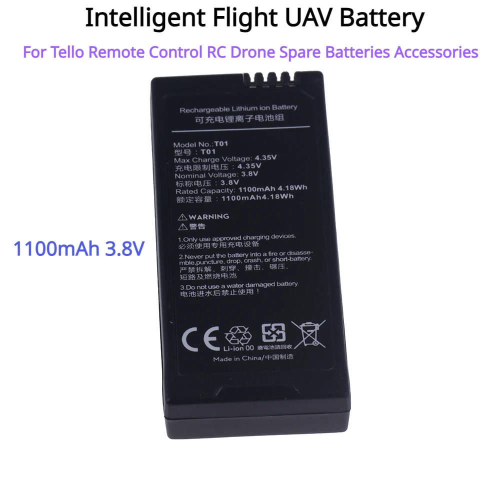 Intelligent Flight UAV Battery 1100mAh 3.8V for Tello Remote Control RC Drone Spare Batteries Accessories