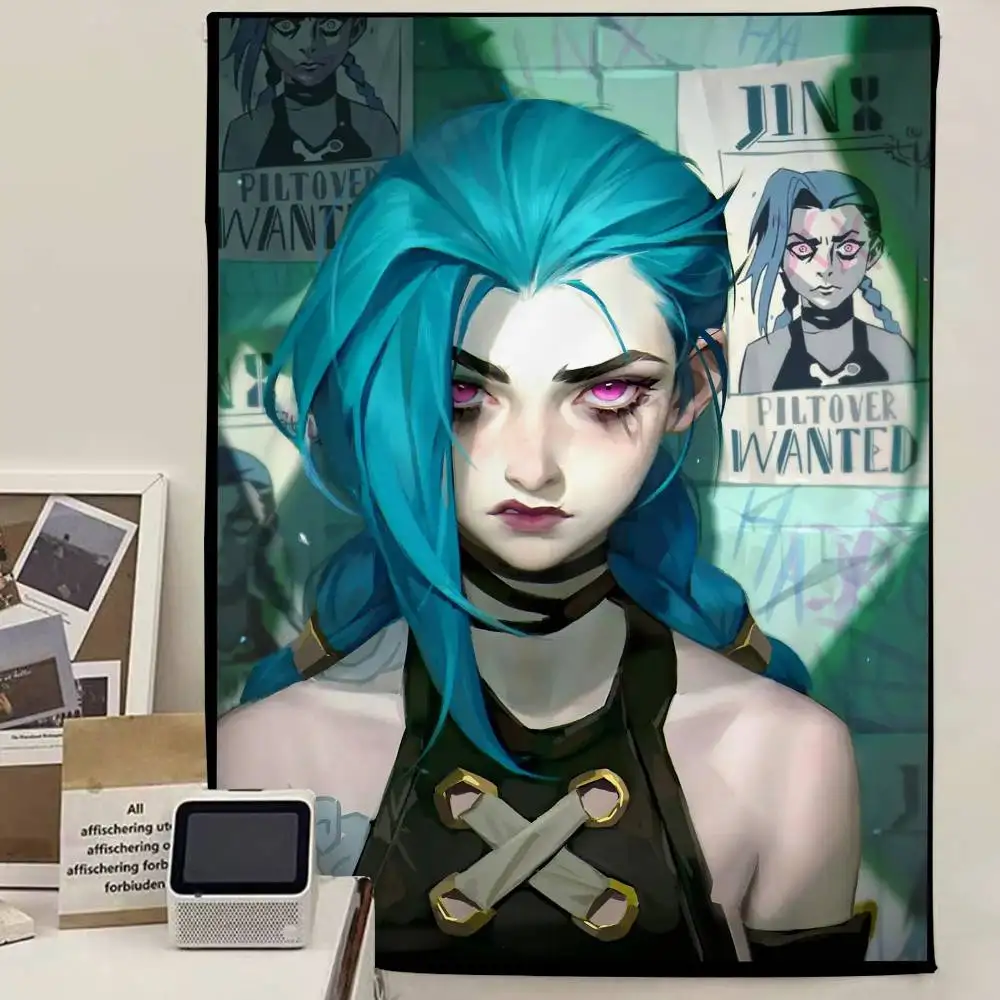 لعبة League of Legends Jinx معلقة نسيج بوهيمي هيبي معلق على الحائط مفروشات جدارية بوهيمية ماندالا معلقة على الحائط للمنزل