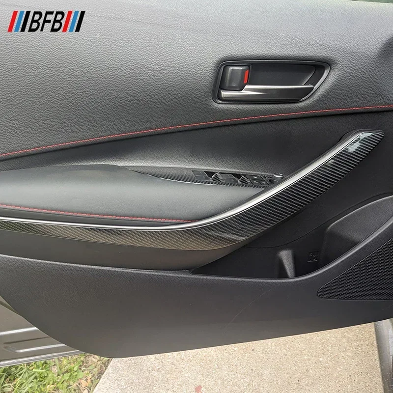 For TOYOTA Corolla GR Real Dry Carbon Fiber Interior Armrest Front Door Cover Trimm Decoration Modification 23-2025 Accessories