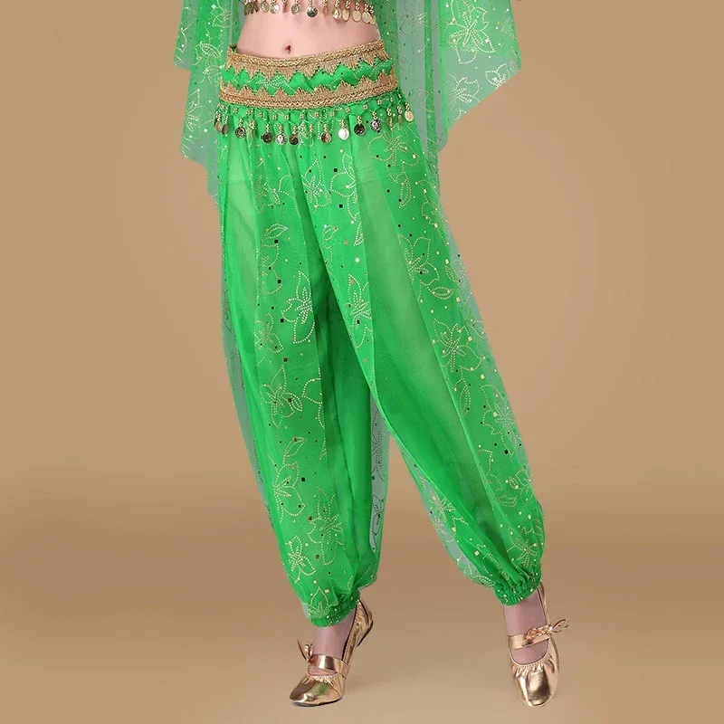 

2025Children Belly Dance Accessories Performance Clothes Class Wear Sequins Pants Sheer Chiffon Dance Long Trousers (without bel