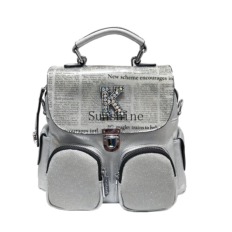 

Super fire soft leather diamond-encrusted backpack, premium texture, foreign style, versatile multi-purpose backpack