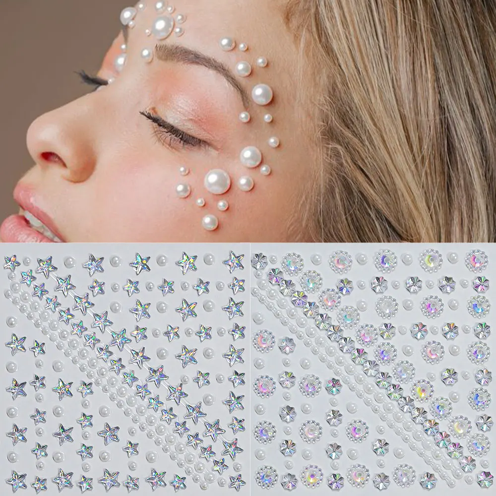 1Pcs 3D Gesicht Diamant Tattoo Aufkleber Stern/Herz/Schmetterling Strass Tattoos für Festival Musik Körper Augen make-up DIY Dekorationen & – Detail 13
