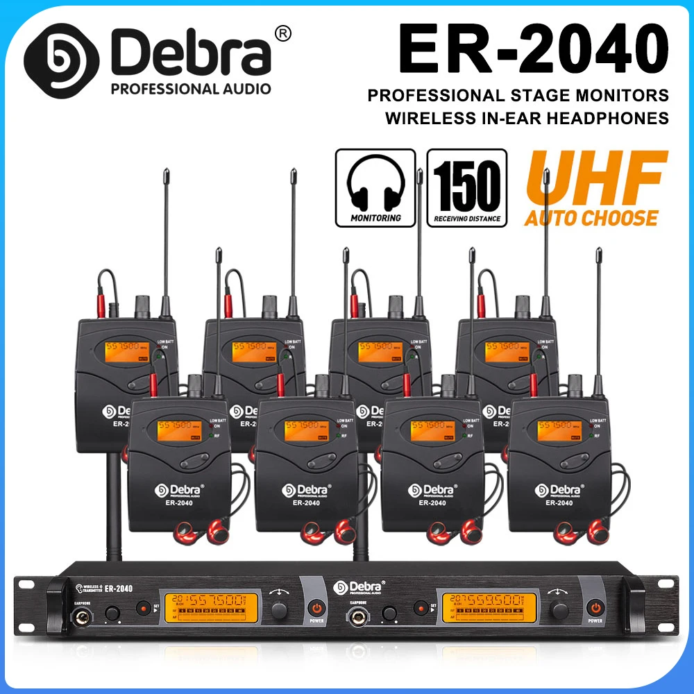 

ER-2040 UHF in-ear wireless monitoring system, receiving distance of 180 metres, for stage performances with multiple people