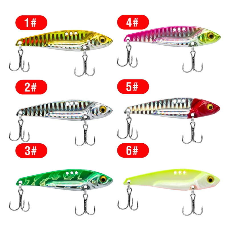 6 Stück Angelköder 3g/5g/7g/10g/14g/17g/20g Spinner Balancer Metall-Löffelköder VIB Bionischer Köder Sinkender Jig mit 3D-Augen für Vollständiges Schwimmen – Detail 2