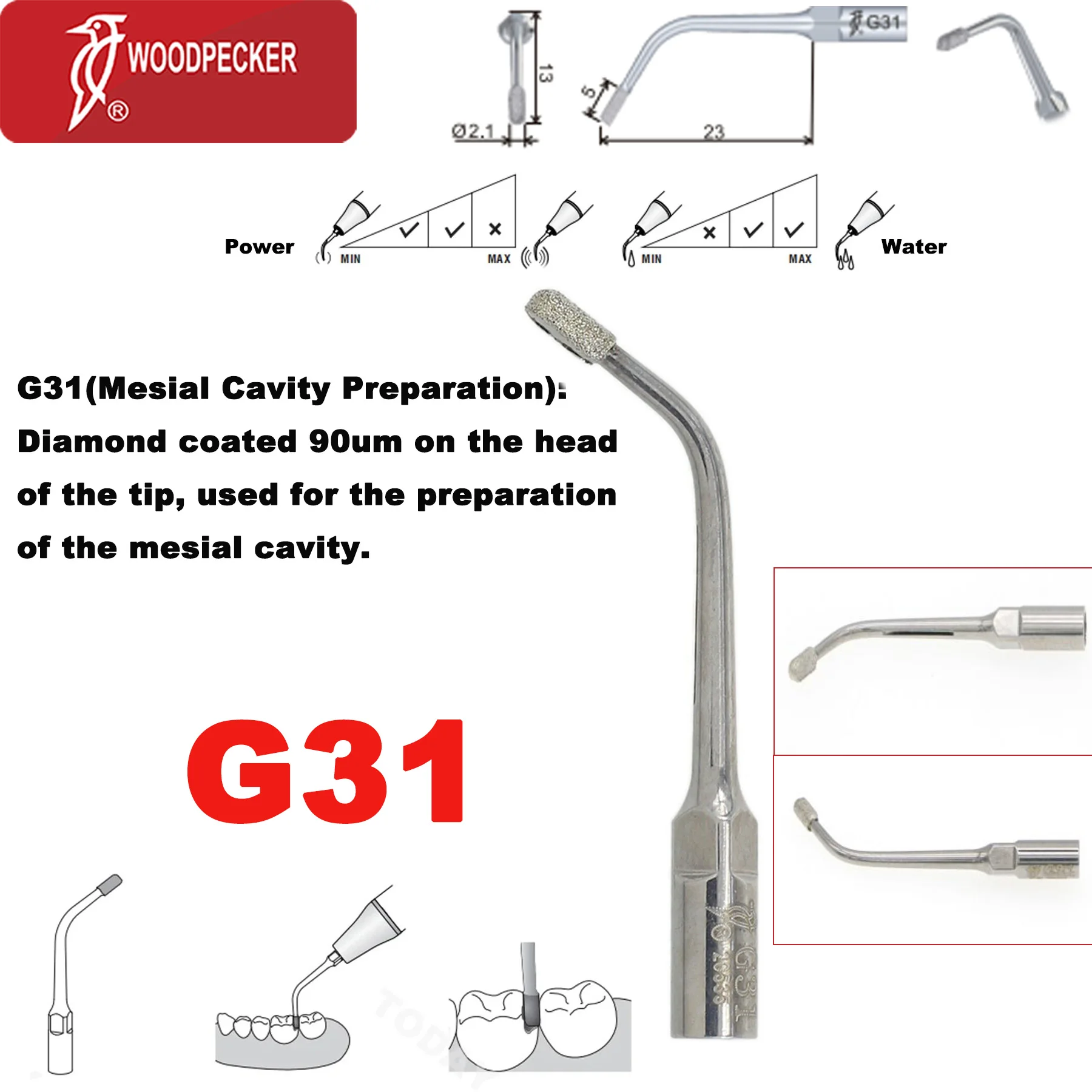 Woodpecker Dental Ultrasonic Scaler Tips Scaler Cavity Preparation Tips Fit EMS Scaler Handpiece Dentist Tools