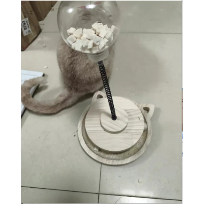 

Solid Wood Interactive Cat Toy Spring Turntable Funny Tumbler Swing Kitten Amusement Accessory Prevents Food Leakage
