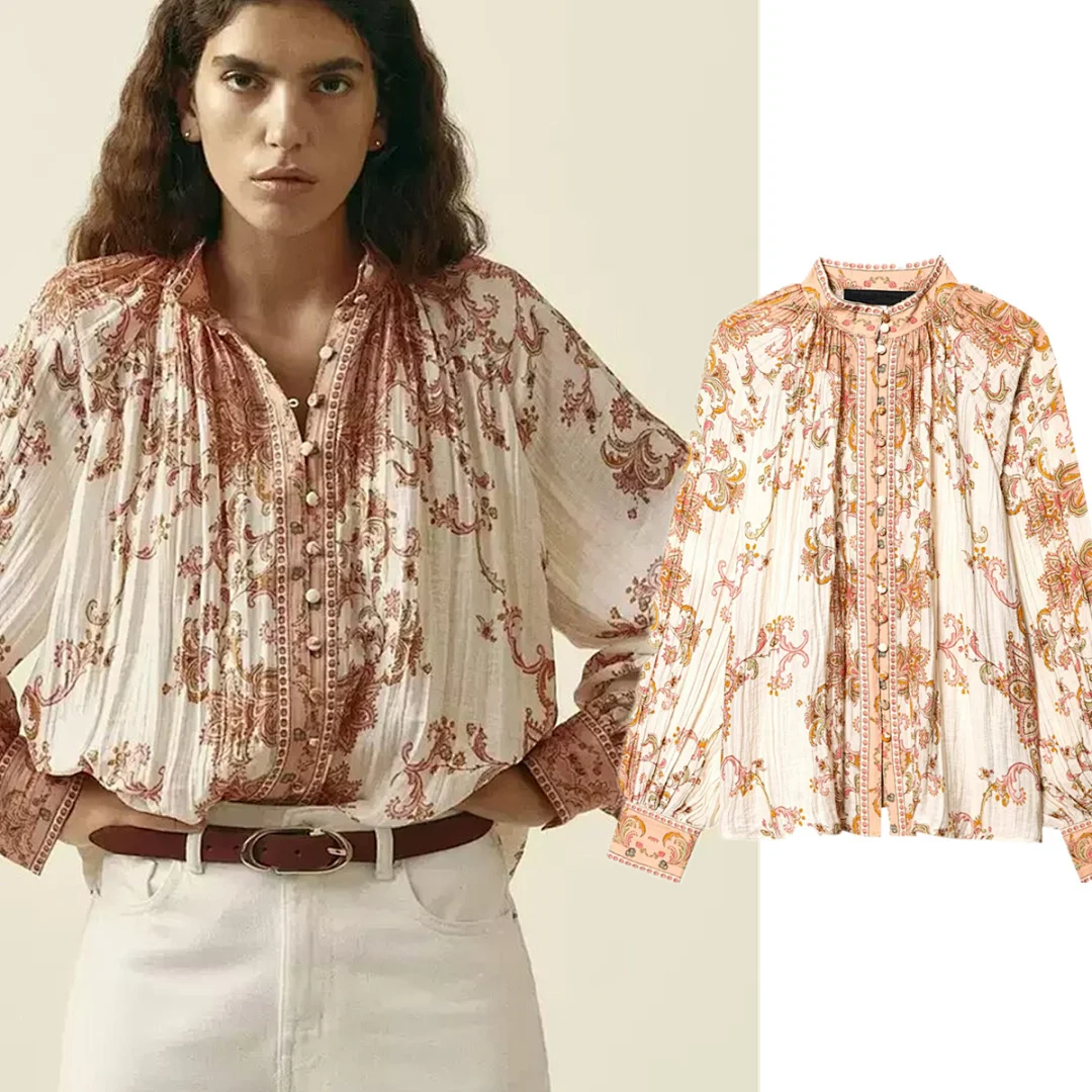 

Maxdutti Bohemian Cotton Lantern Sleeve Shirts For Summer Beach Vacation Loose Chiffon Shirts & Blouses Women's Clothes Tops