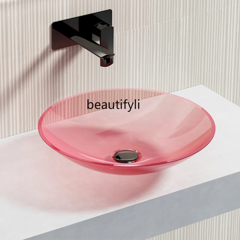 

Platform basin transparent resin household bathroom art color water personalized washbasin