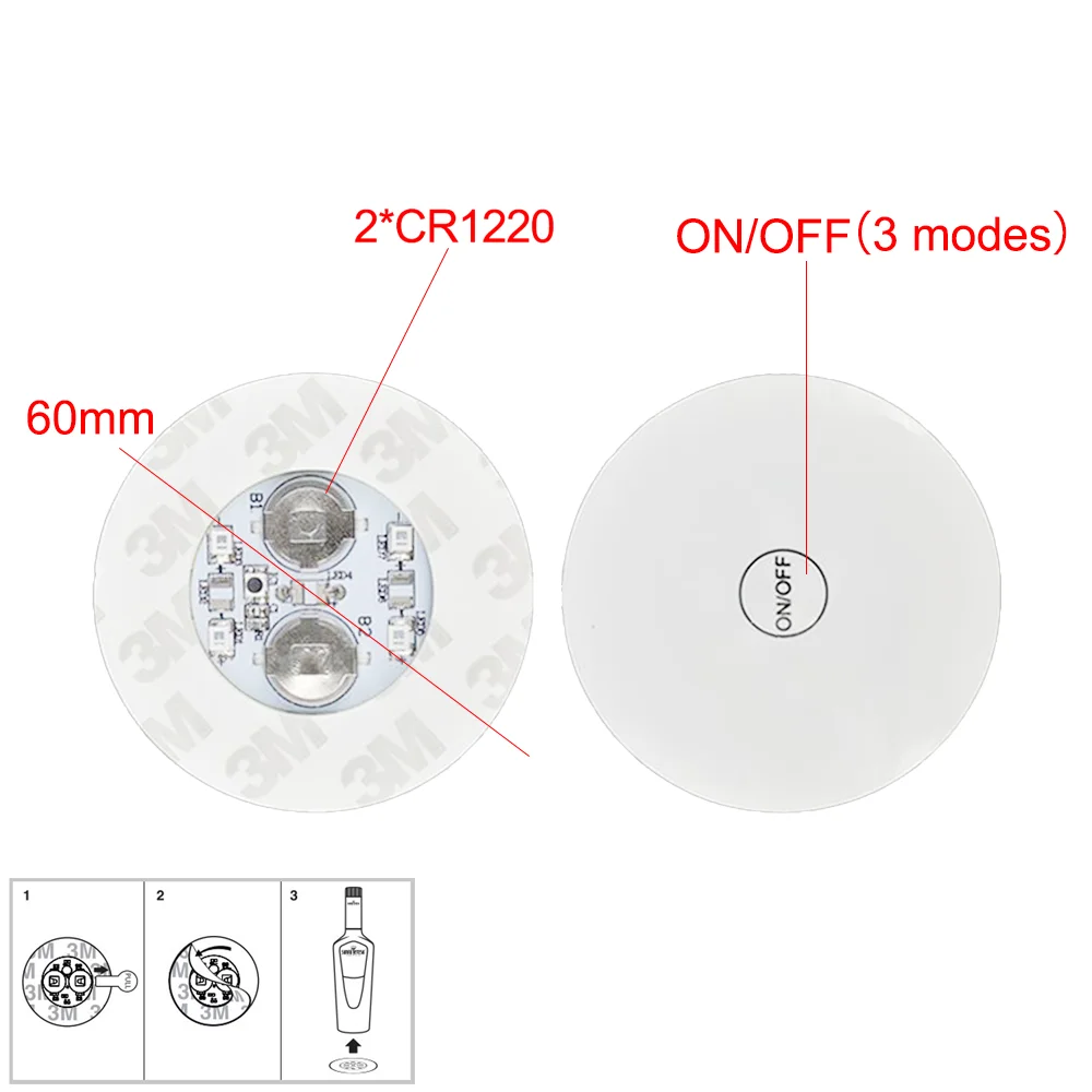 Mini Glow Coaster LED Bottle Light Stickers Battery Powered Bar Party Christmas wedding holiday decorations night light
