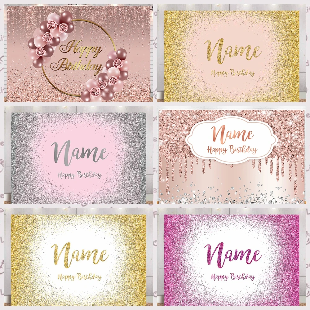 

Shiny pink gradient birthday party anniversary proposal banner background customizable name photo studio shooting background