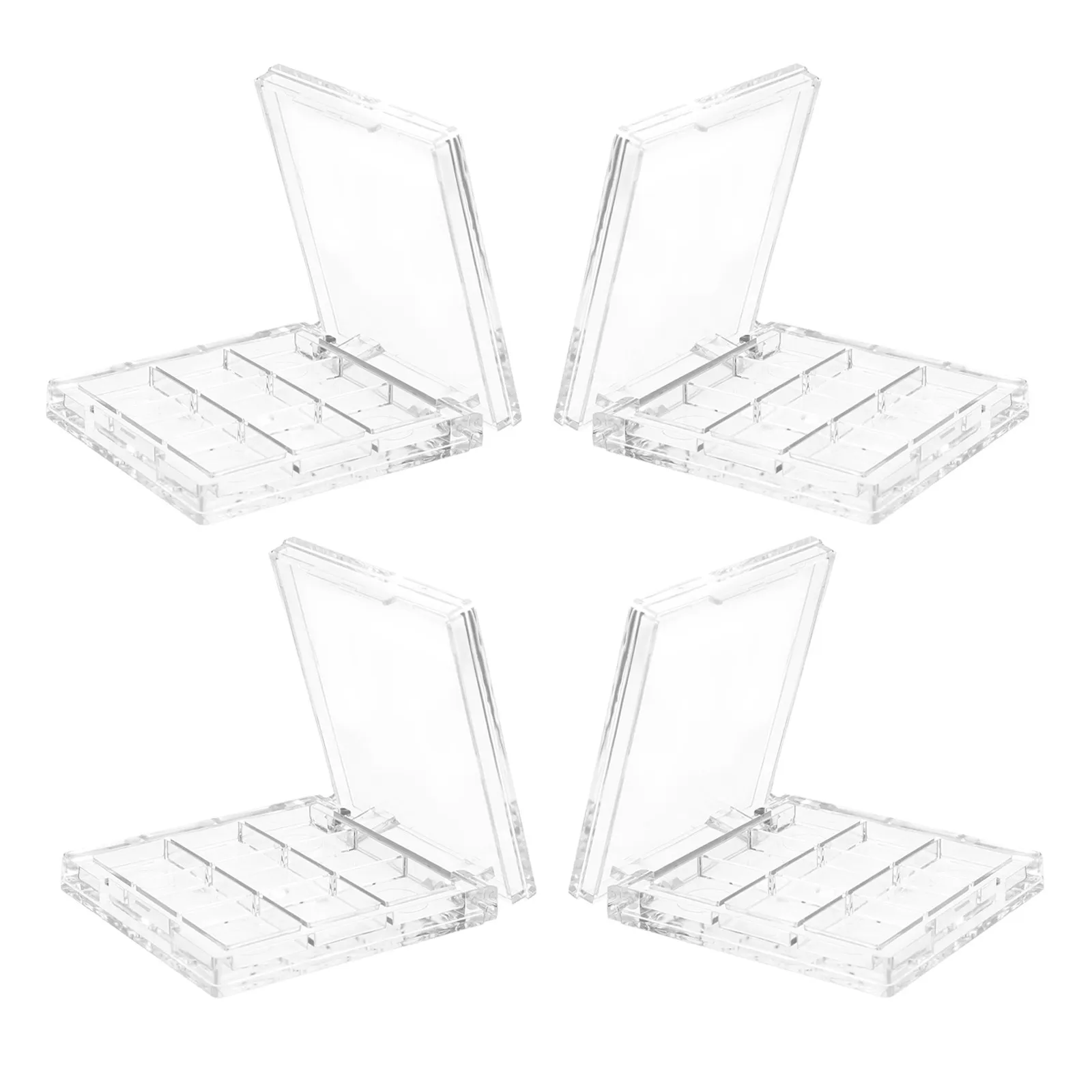 4Pcs Refillable 9 Grid Empty Eyeshadow Palette Makeup Case Transparent Lid Portable Storage Organizer Travel Size