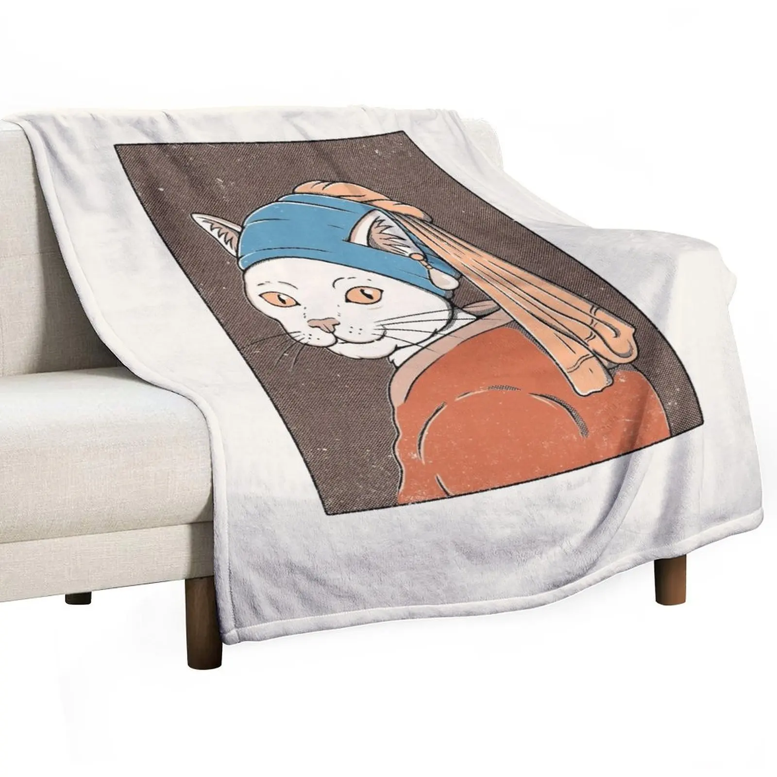 Cat With a Pearl Earring Throw Blanket Decorative Beds Summer Blankets