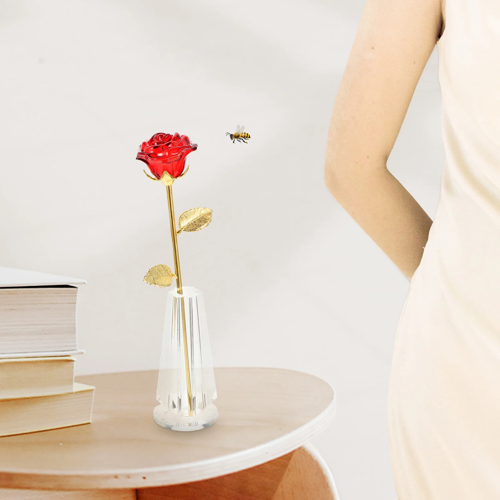 

Chic Decor Crystal Flower Ornament Valentine's Day Table Housewarming Gift Ornaments Decoration Valentines Home