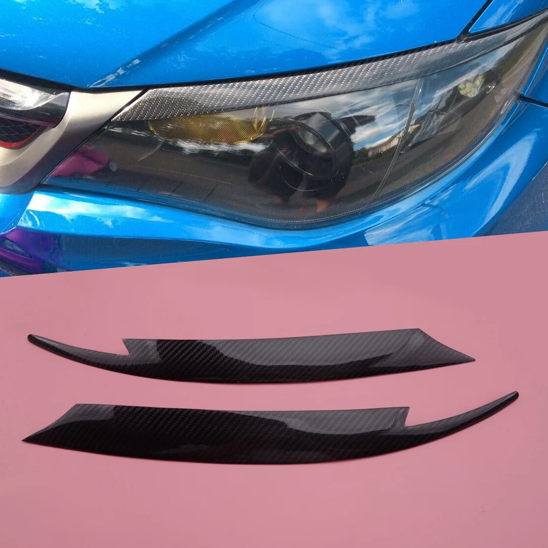 Plastic 1 Pair Carbon Fiber Style Headlight Eyelids Eyebrows Sticker Fit For Subaru Impreza WRX STi X 10th GRB 2008-2010 2011