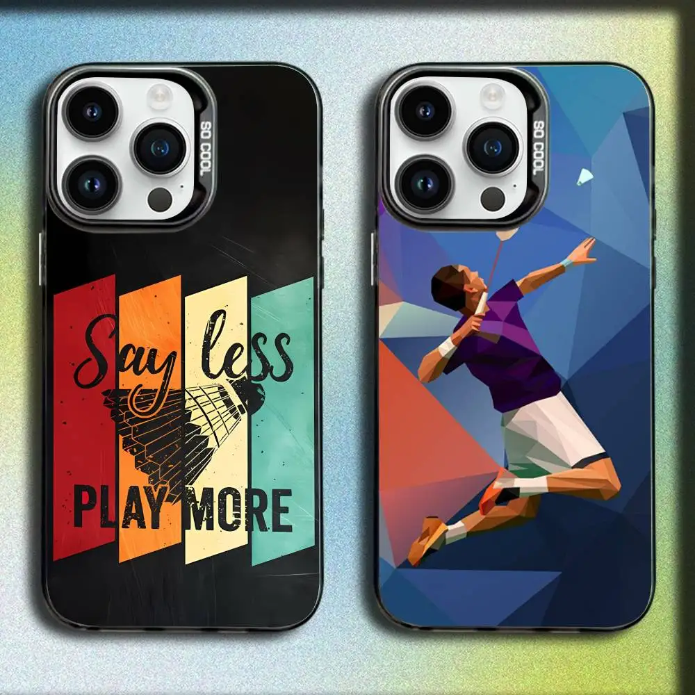 

S-Sport Badminton Illustration Phone Case For iPhone 17,16,15,14,13,12,11,Pro,Max,Plus,E,SE4,Air,Mini Black IMD Box