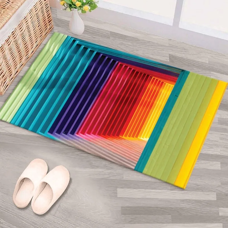 Colorful 3d Effect Rugs for Bedroom Hypnotic Colorful Rug Modern Housewarm Living Room Decor Nursery Entrance Door Mat Non Slip