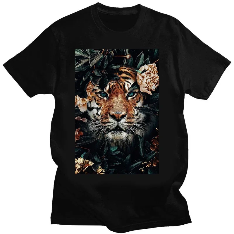 Tiger in The Jungle Animal Print T-shirt Jackal Leopard Art T-shirt Unisex Men Women Clothing Tops Streetwear Casual Clothes