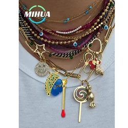 HUAMI Plated 18k Real Gold Geometry U Type Shine Cubic Zirconia Pendant for Women Charm Handmade Micro Pave Colorful CZ Making