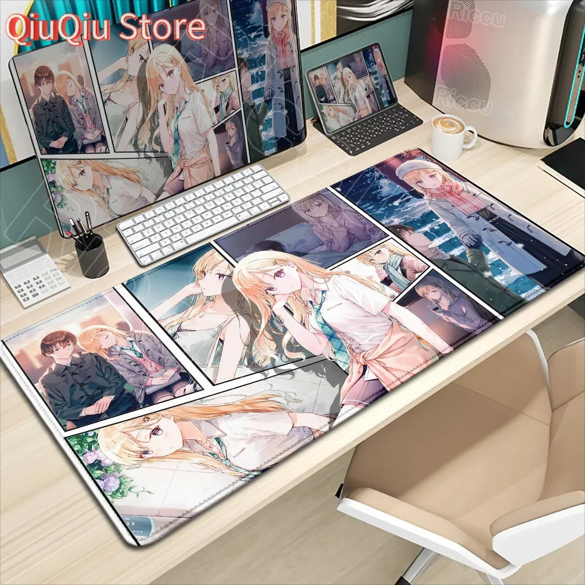 Bonita alfombrilla de ratón Ayase Saki, alfombrilla grande de goma antideslizante para teclado, alfombrilla de ratón para juegos de ordenador portátil, alfombrilla de escritorio de Anime Days with My Step Sister