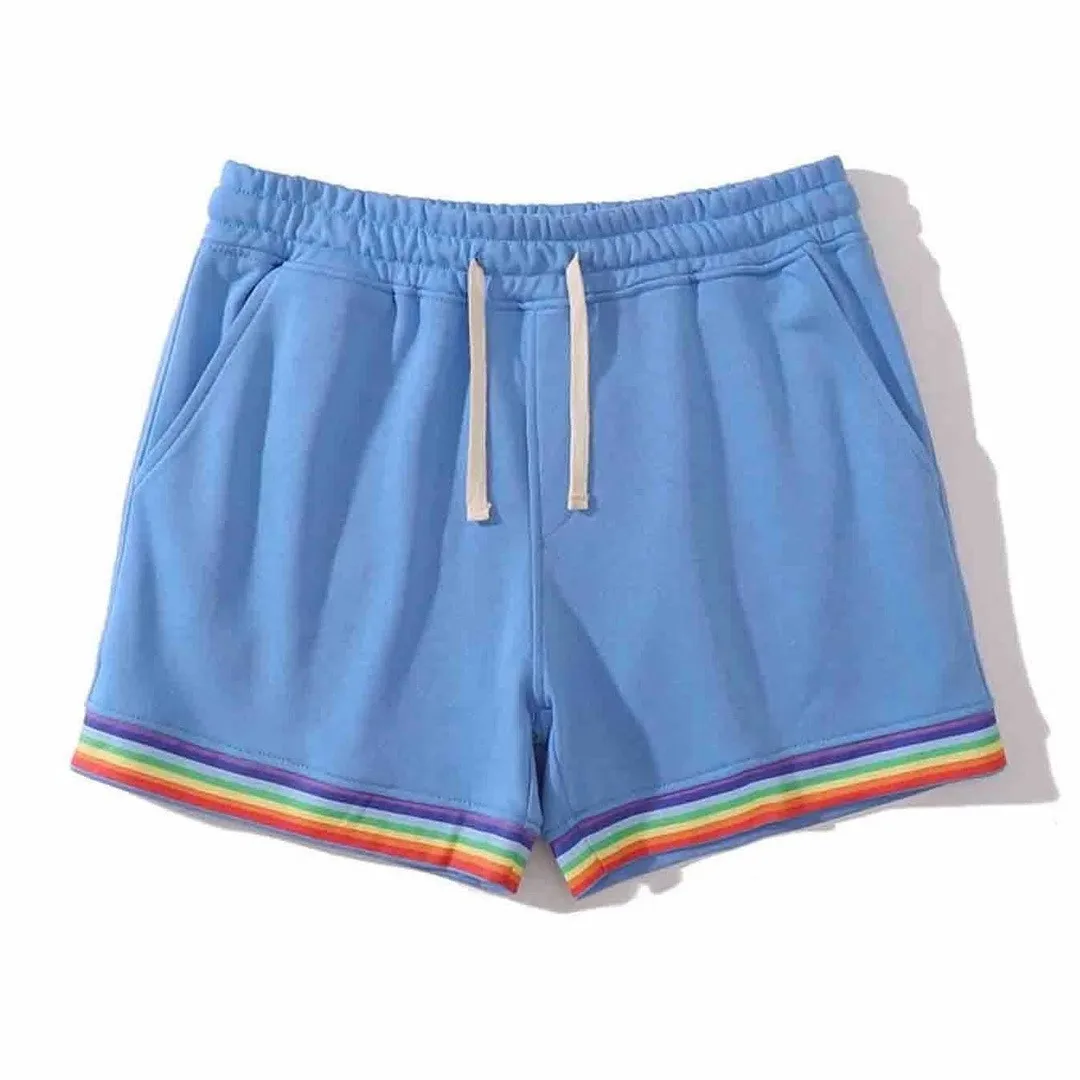 2024 Spring/Summer Sports and Leisure Shorts, Men\'s Trendy Outwear, Versatile 3/4 Pants, Rainbow Leg Trendy Beach Pants