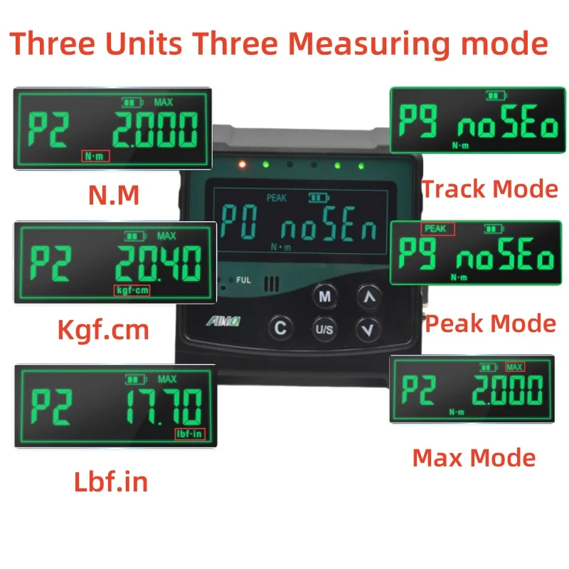 Equipamento de teste portátil 5N.M-2200N.M do calibrador da chave de torque de digitas da elevada precisão para instrumentos de medição da força