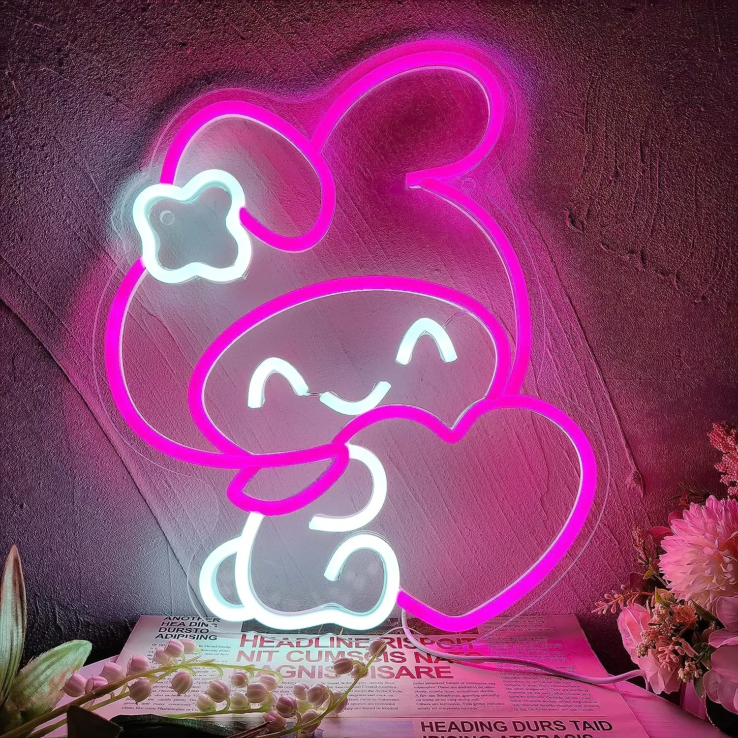 

Sanrio Cinnamoroll with Heart Neon Sign Dimmable LED Neon Light for Valentine Day Bedroom Toy Shop Cake Shop Wall Decor Gifts