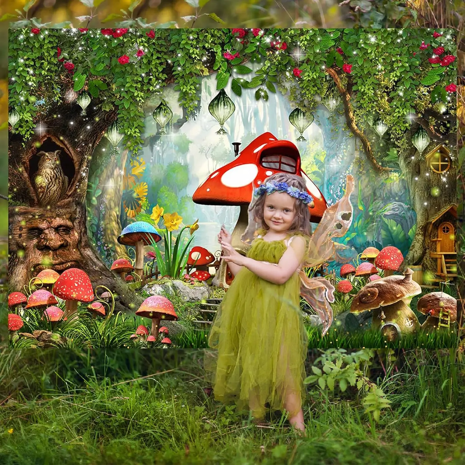 Dreamy Forest Backgrounds for Photographs Mushroom Jungle Wonderland Baby Shower Birthday Party Decor Kids Portrait Backdrops