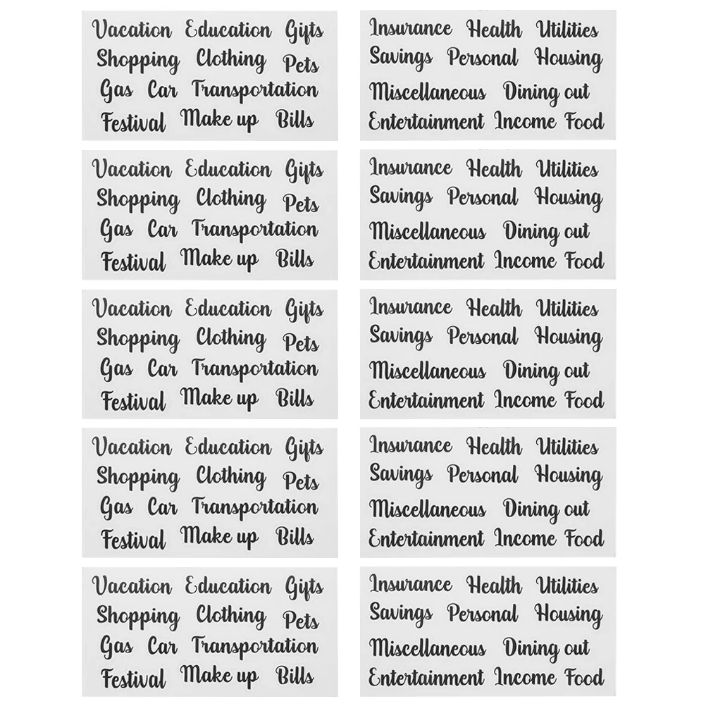 

5Sets Budget Letter Label Stickers Multi-Function Portable Self-Adhesive Small Daily Use Cash Envelope Budget Accessory Sticker