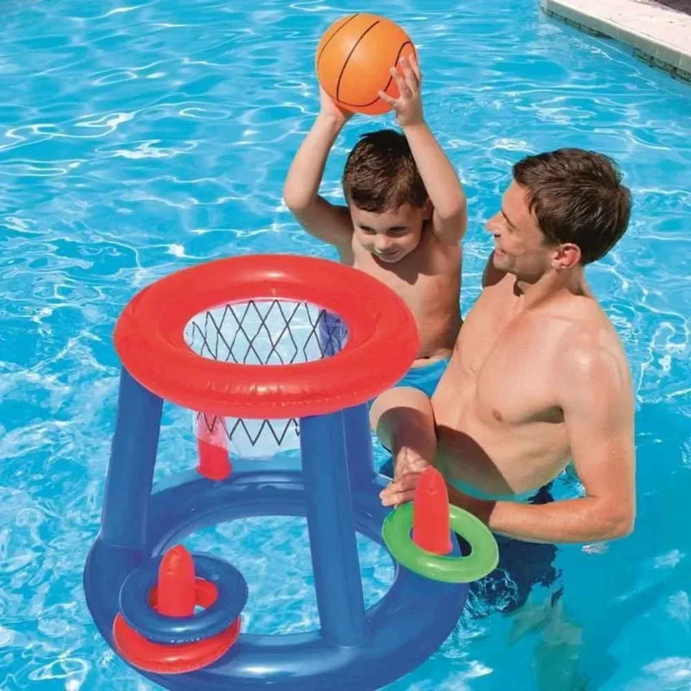 Outdoor Summer Water Toy Inflatable Ring Throwing Ferrule Game Set Floating Pool Toys Beach Fun Swimming Pool Beach Accessories