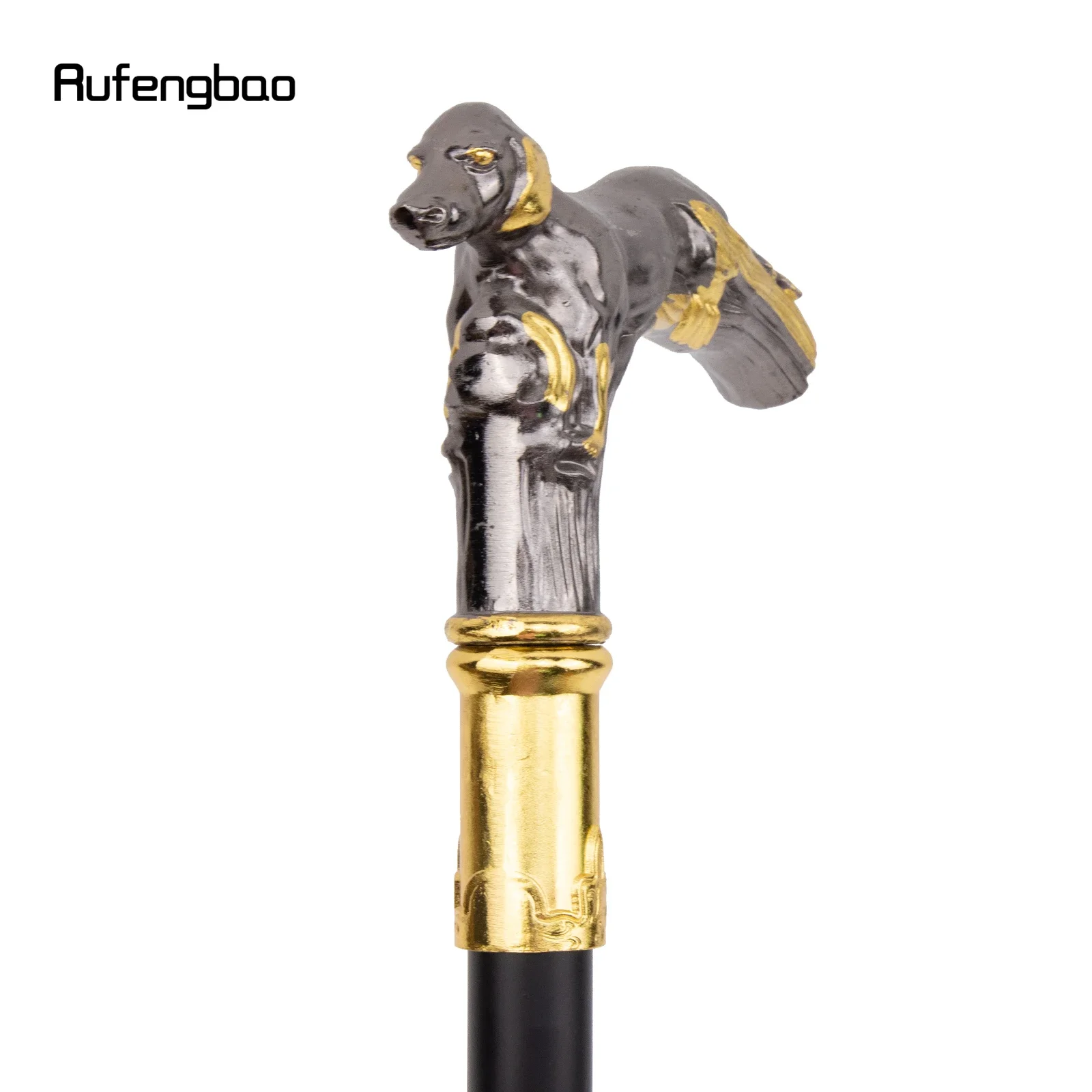 Golden Black Dog Handle Luxury Pattern Walking Stick Party Fashion Walking Stick Decorative Cospaly Cane Knob Crosier 90cm