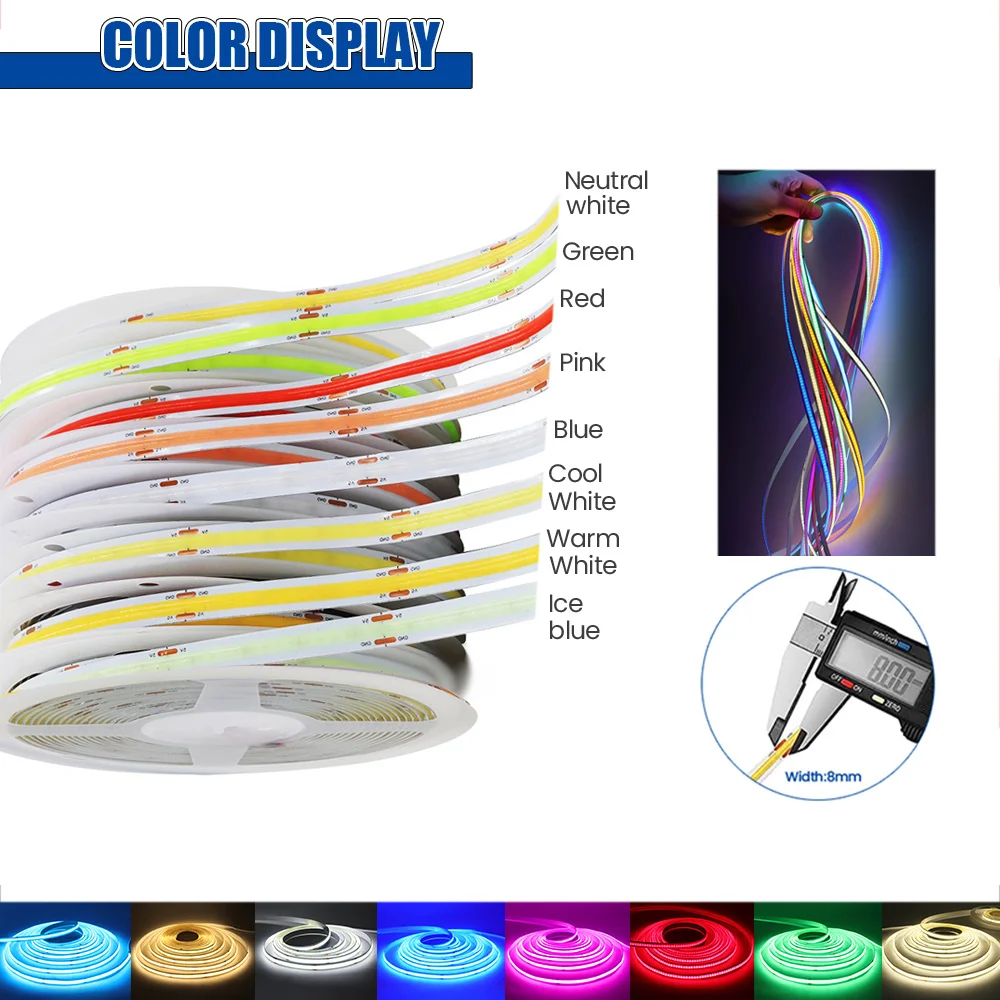 5V Touch Sensor COB LED Strip USB Light Tape Dimmable Dimmer Lamp 320LEDs/M DIY Mirror Backlight TV Kitchen Room Night Lighting