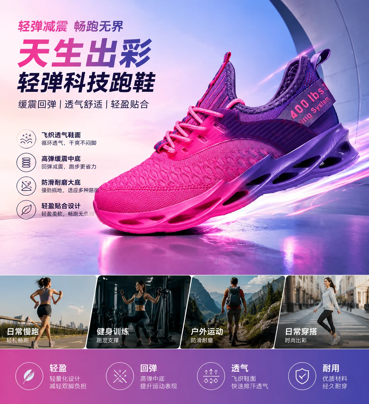New Gradient Knit Mesh Blade Sneakers for Men & Women, Lightweight Breathable Fashion Running Shoes