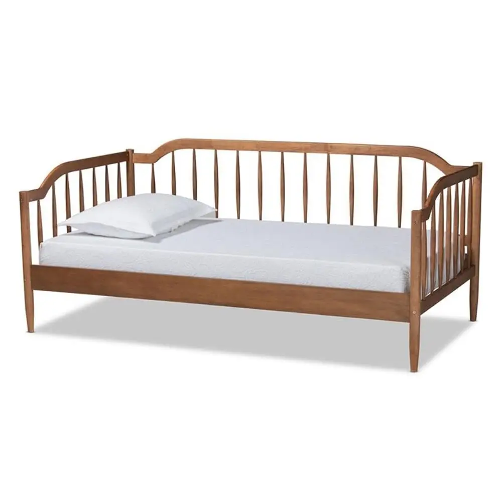 Parson Classic Mid-Century Modern Walnut Brown Finished Wood Twin Size Daybed, Customized