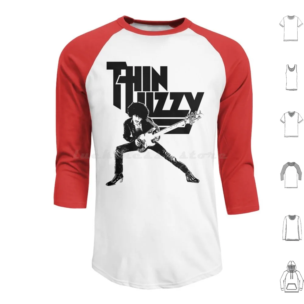 Kribolow Sudadera con capucha de algodón de manga larga Thin Lizzy Thin Lizzy Phil Lynott Music Band Thin Lizzy Guitar Phil Lynott Irlanda Irlandesa