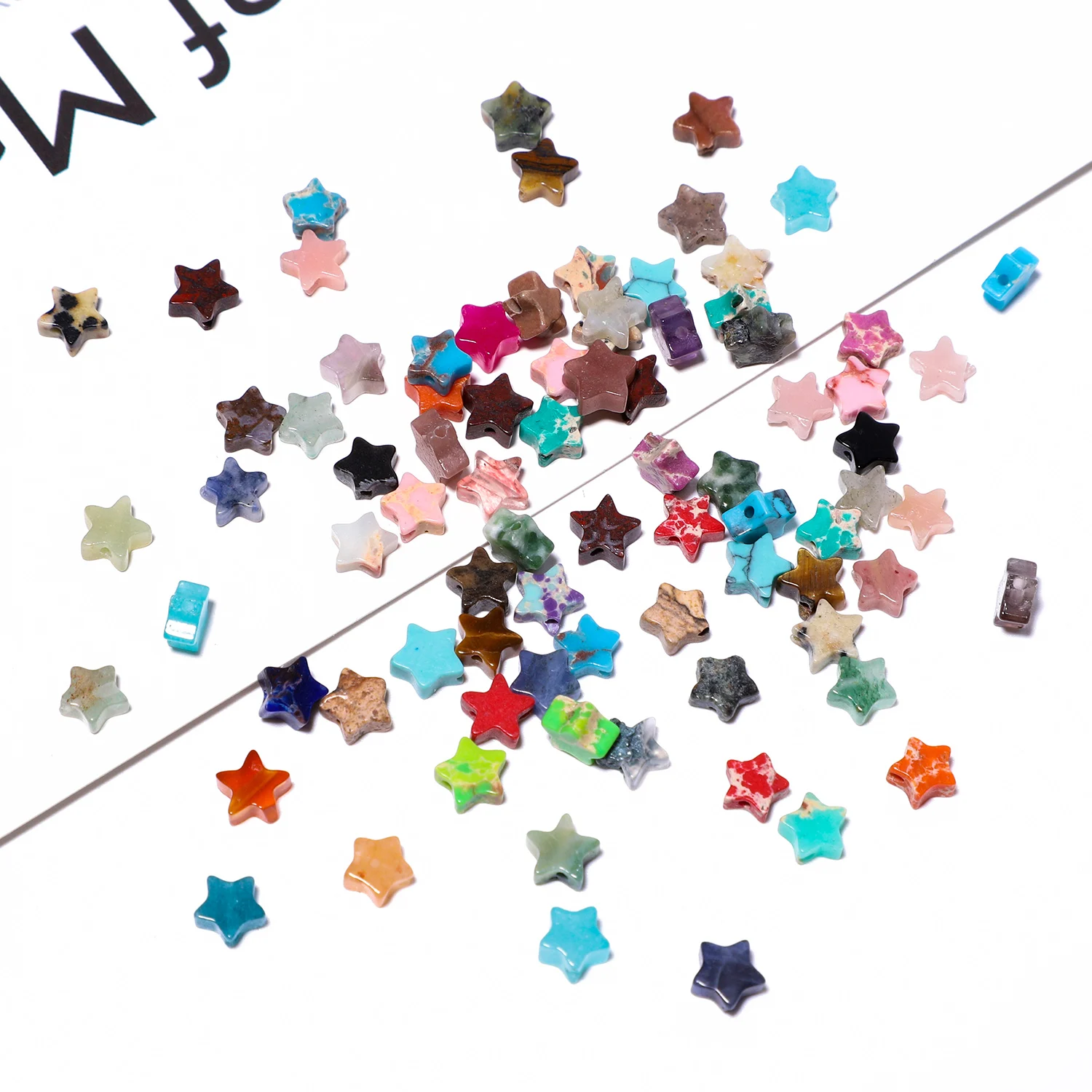 30PCS Natural Stone Star Shape Onyx Quartz Turquoise Beads Loose Beads for Jewelry Making DIY Charms Bracelets Accessories 6x6mm