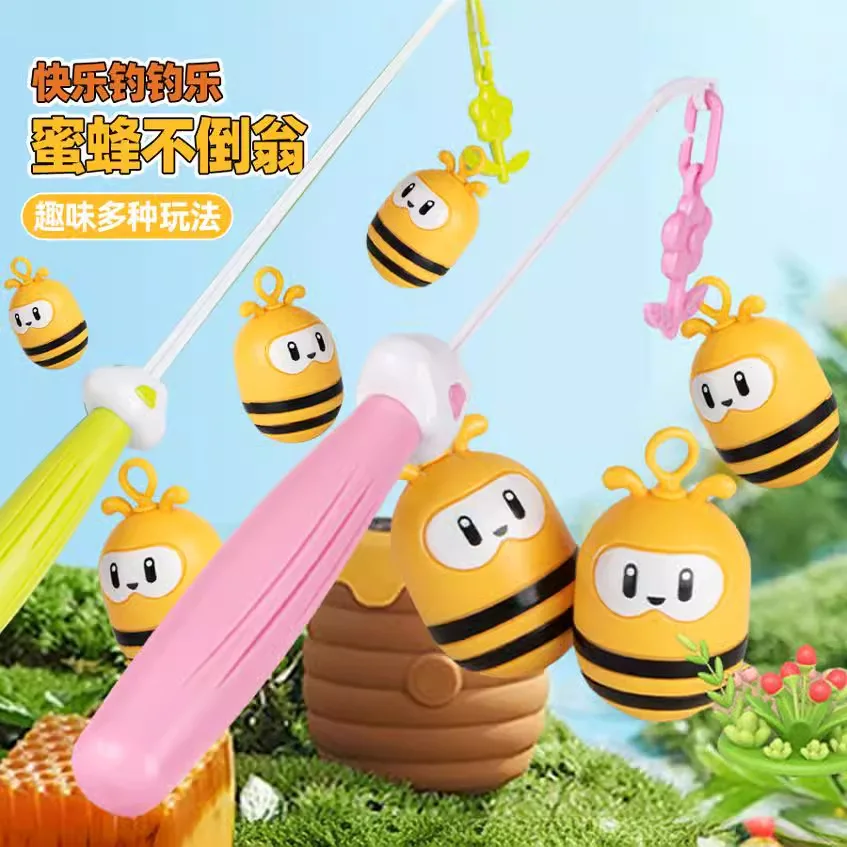 

Children's Bee Tumbler Fishing Set Retractable Magnetic Fishing Rod Parent-Child Interactive Training Toys Puzzle Fish Game