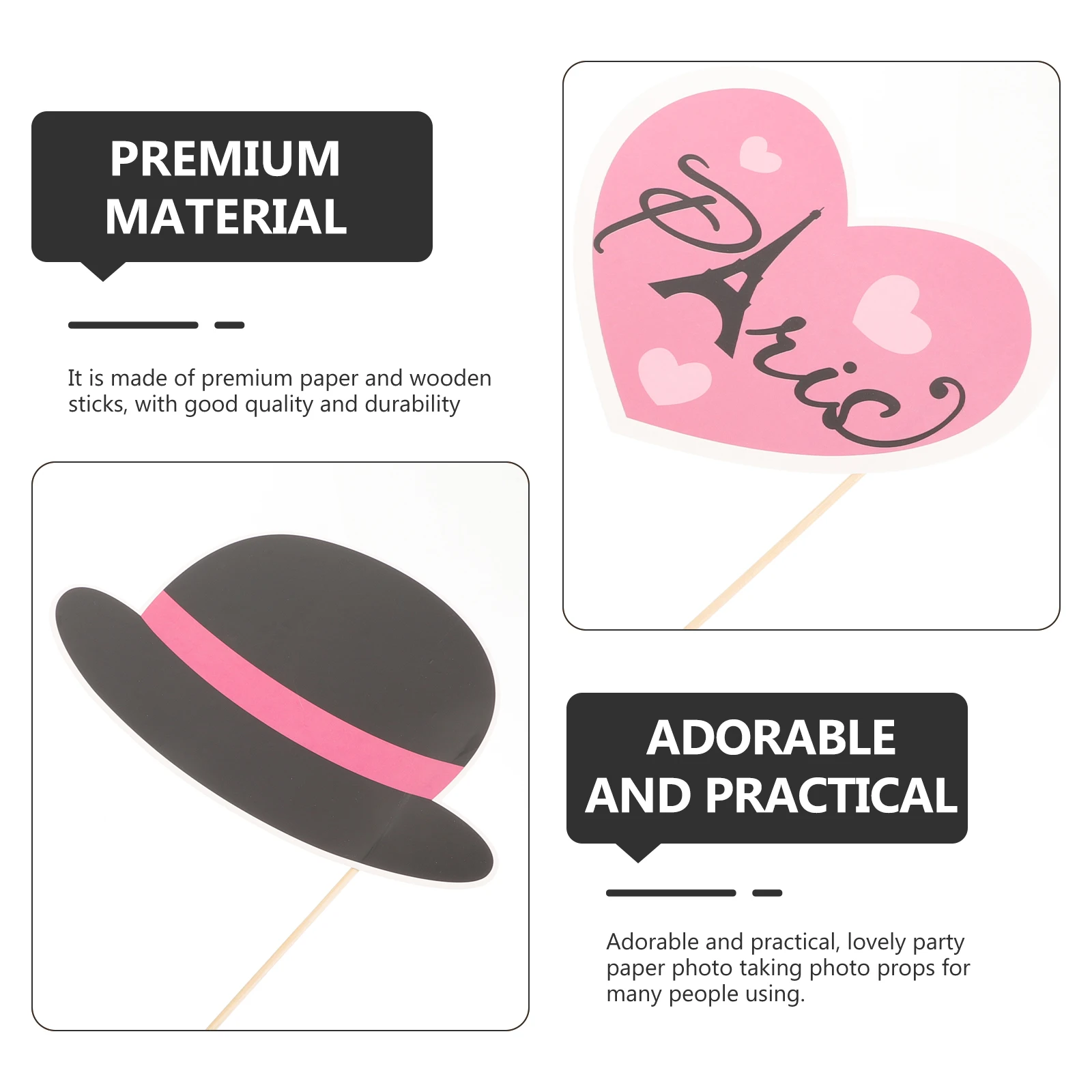 

18 Photo Photo Props Theme Booth Supplies French Decorations Birthday Favors Props Set Handheld Accessories