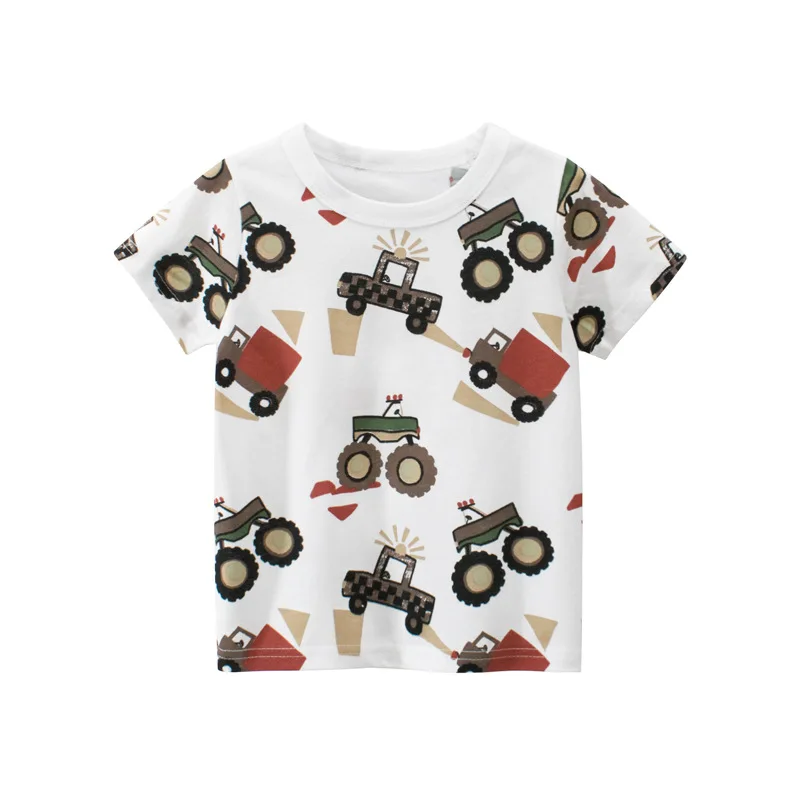 2024 Summer New All Over Print Car T Shirt Boys Children's Clothing Short Sleeve T-Shirts Cotton Tee Kids Tops 2-10Y Dropship