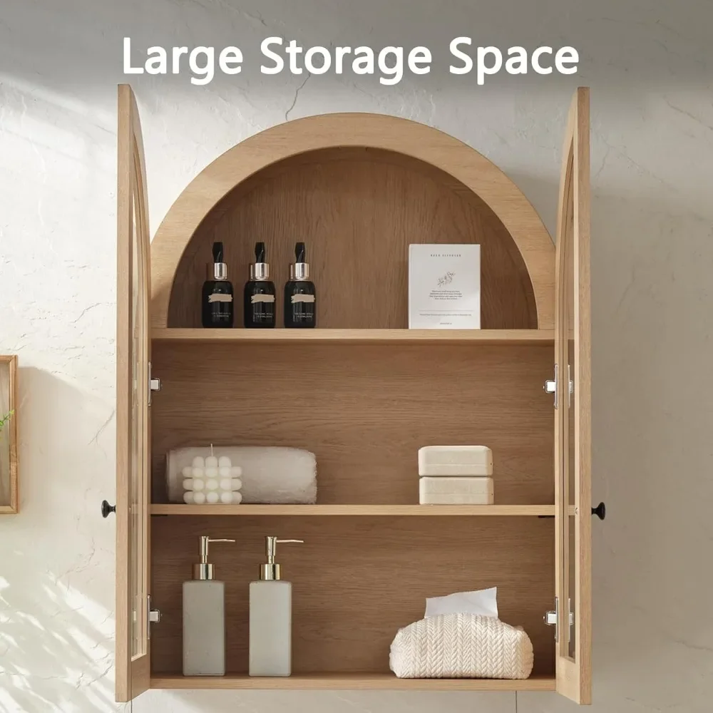 Vender bien mueble de baño de pared arqueado con puertas de vidrio, almacenamiento sobre el inodoro de 23,5" x 31,4"