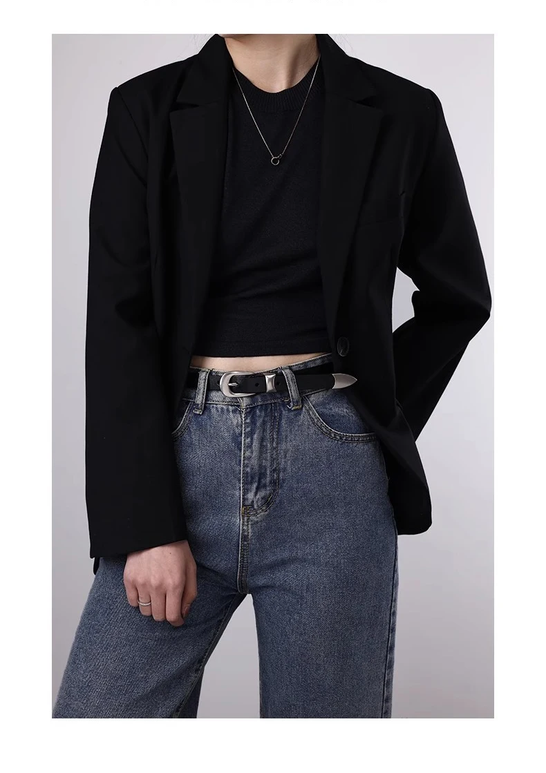 1.8cm Width Leather Belt for Women Zinc Alloy Silver Buckle Split Leather Casual Belt Genuine Leather Thin Belt Female Vintage