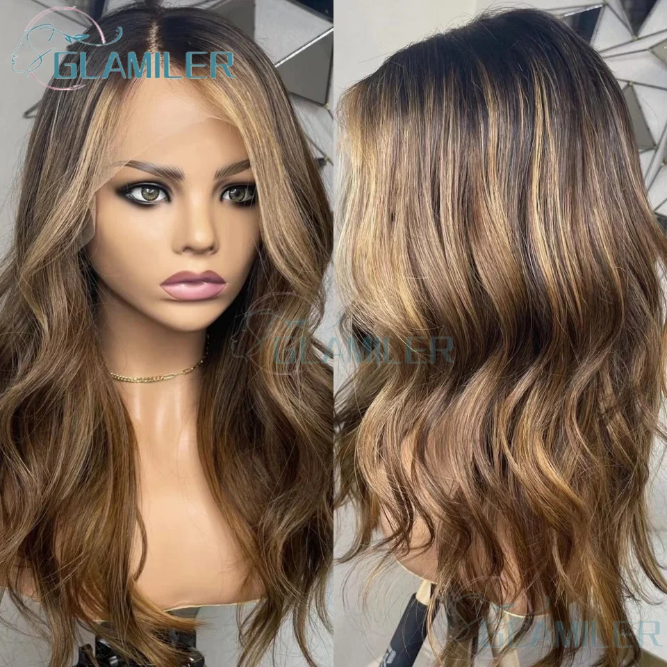 

Highlight Wig Body Wave Human Hair Wig Highlight Brown Blonde Silk Base 5X5 Closure Wigs Huamn Hair Brazilian Wigs Human Hair