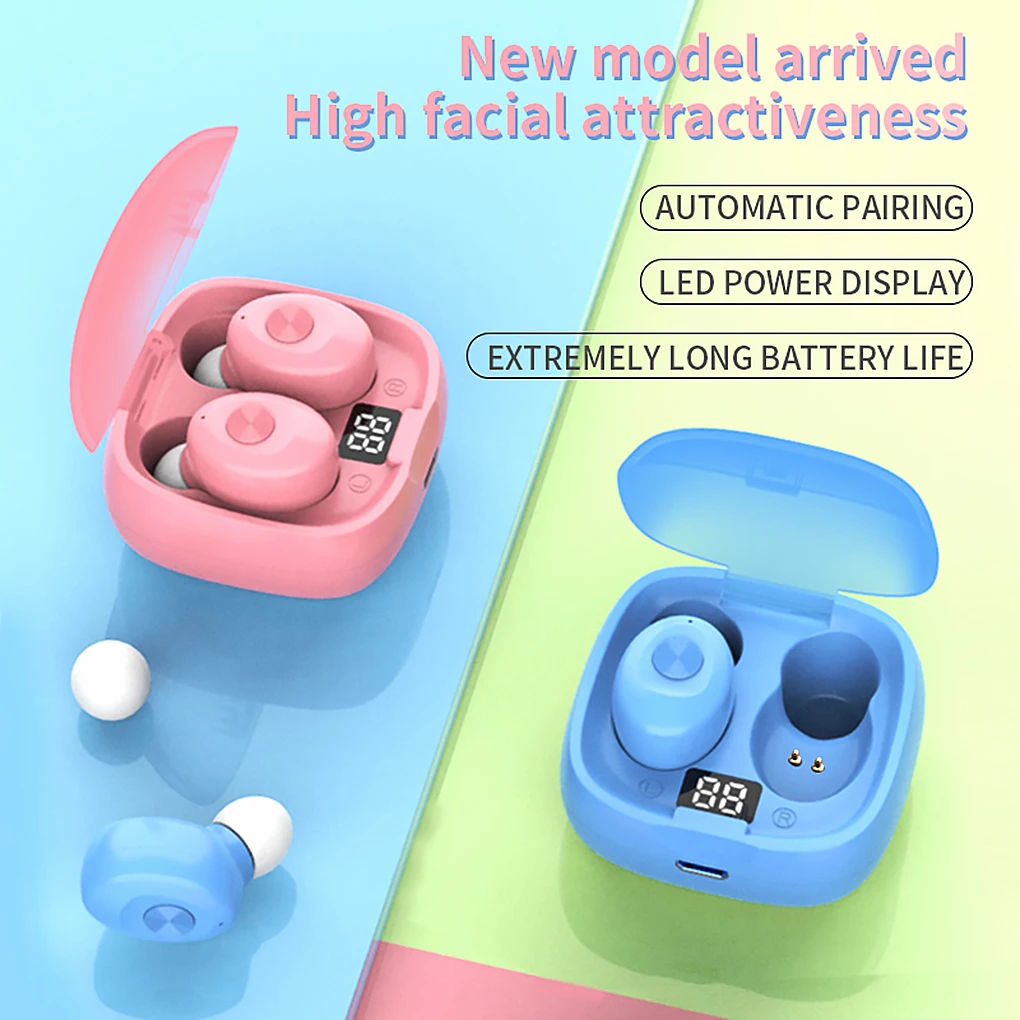 

Auto Pair Bluetooth 5.0 Earphone Phone Tablet Stereo Wireless Headphone In-ear Headset with Charging Case, Black