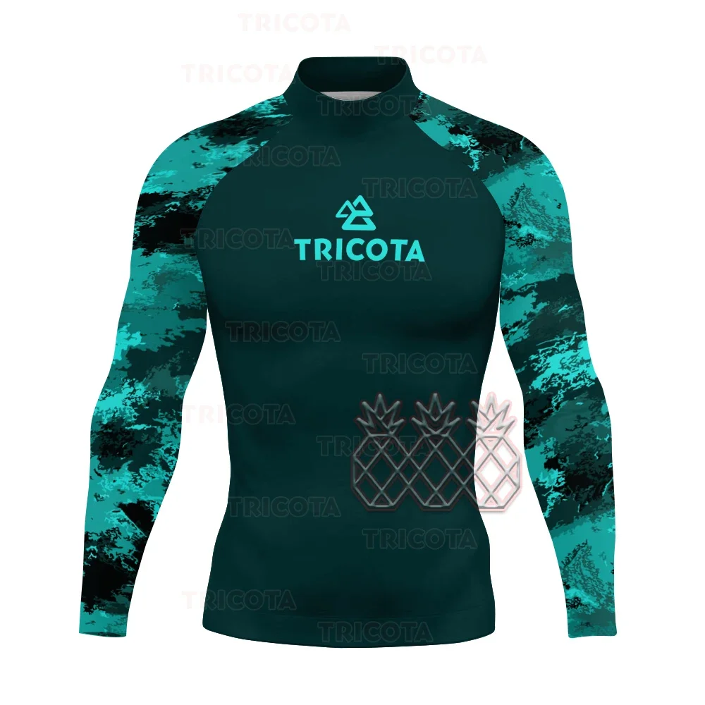 Traje de baño de manga larga para hombre, ropa de buceo con protección UV, camisetas de surf, deportes acuáticos, natación